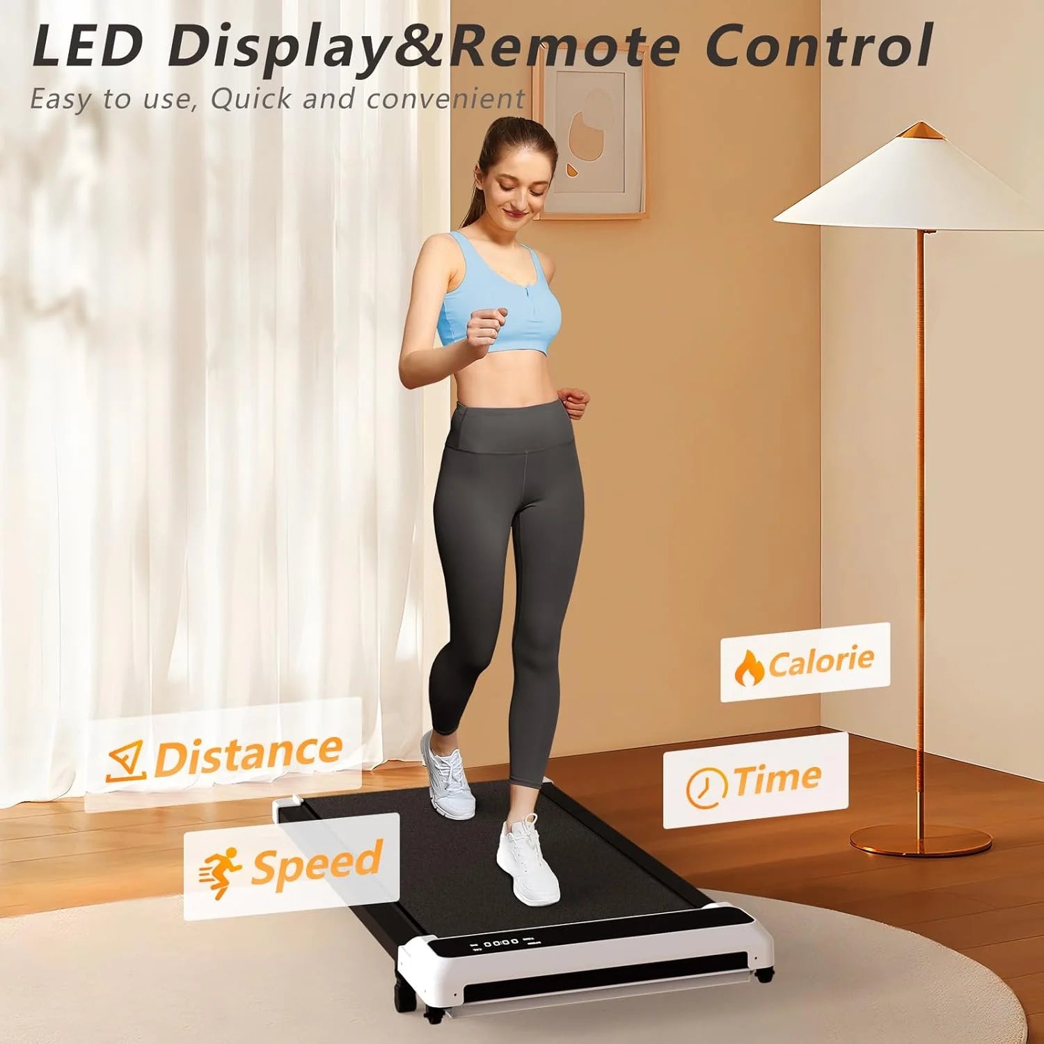 2-in-1 Compact Walking Pad Treadmill with Incline for Home and Office, 2.5HP Motor, Remote Control, and LED Display