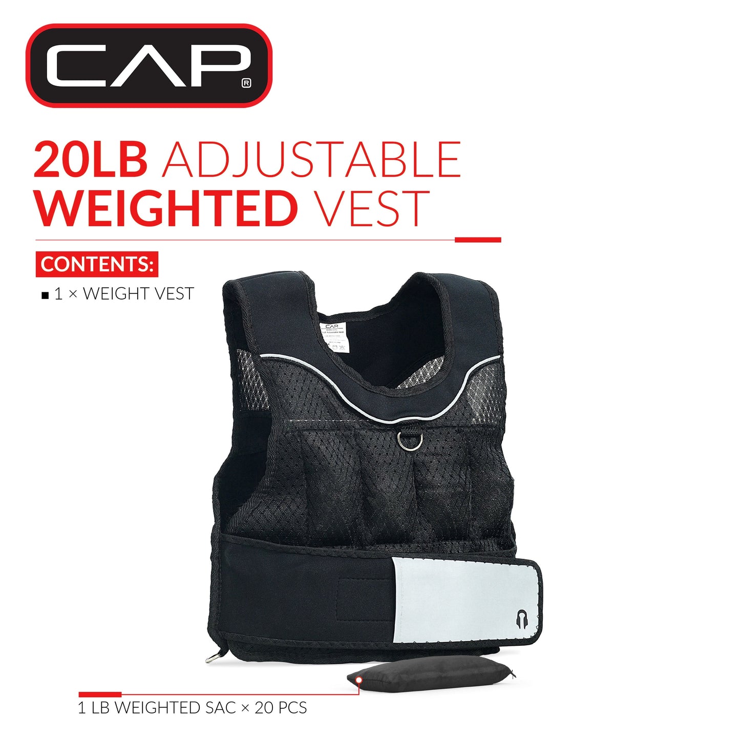 Unisex 20 lb Adjustable Weighted Vest for Walking and Running