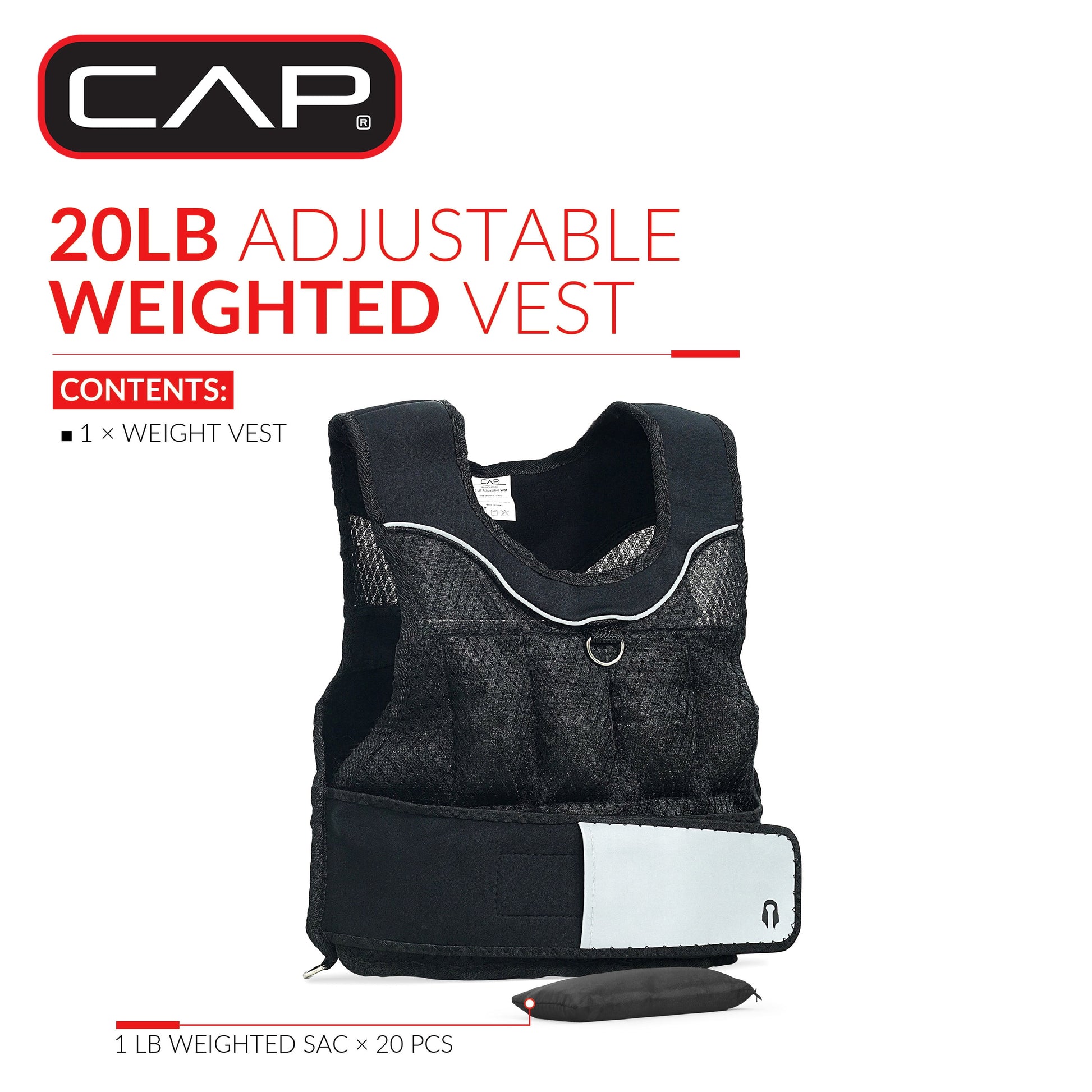 Unisex 20 lb Adjustable Weighted Vest for Walking and Running