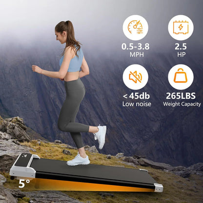 2-in-1 Compact Walking Pad Treadmill with Incline for Home and Office, 2.5HP Motor, Remote Control, and LED Display