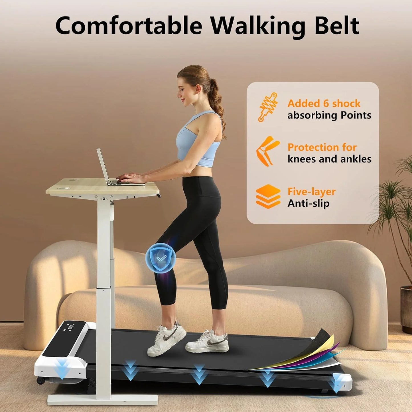 2-in-1 Compact Walking Pad Treadmill with Incline for Home and Office, 2.5HP Motor, Remote Control, and LED Display