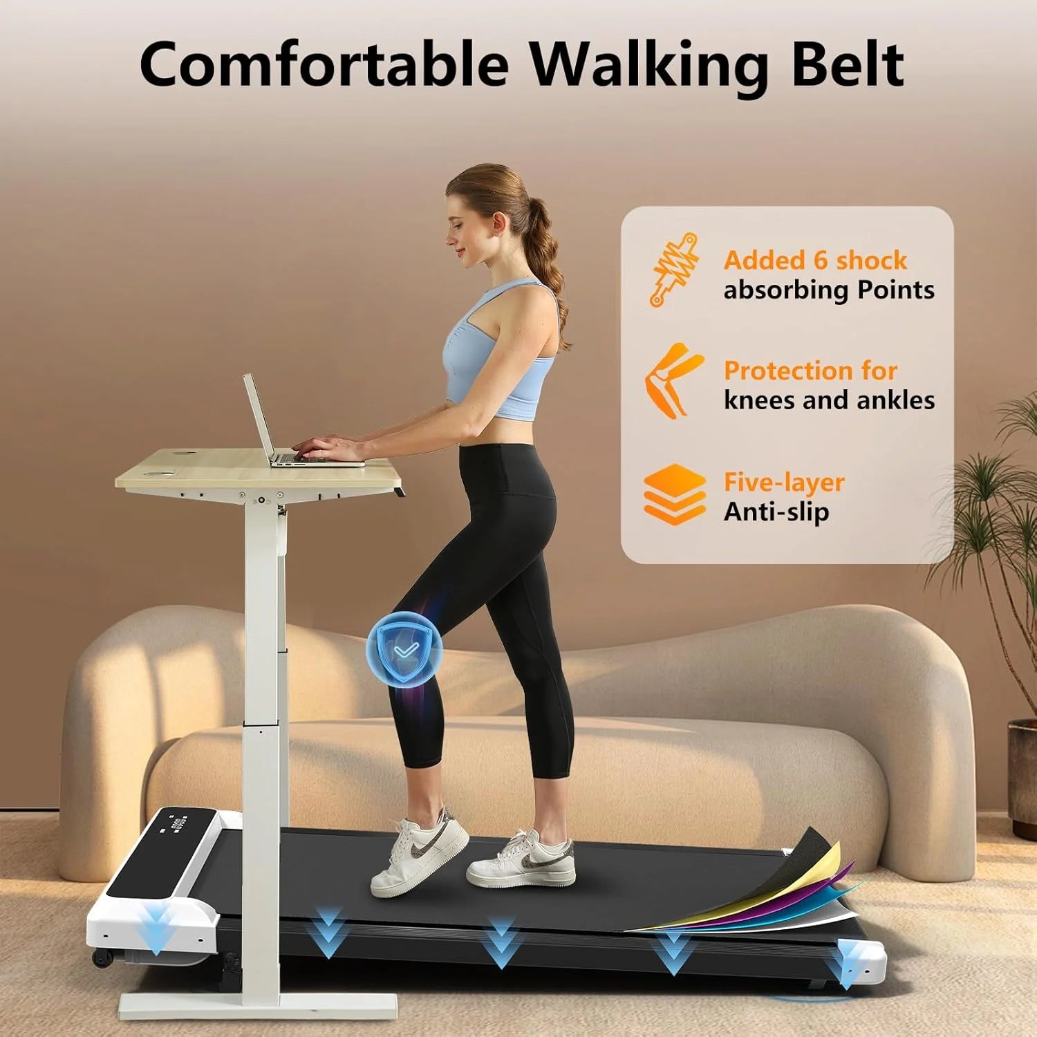 2-in-1 Compact Walking Pad Treadmill with Incline for Home and Office, 2.5HP Motor, Remote Control, and LED Display