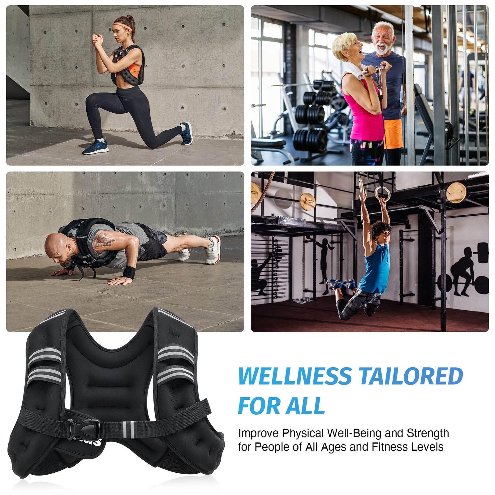 ZELUS Adjustable Weighted Vest (6lb, 8lb, 12lb Options)